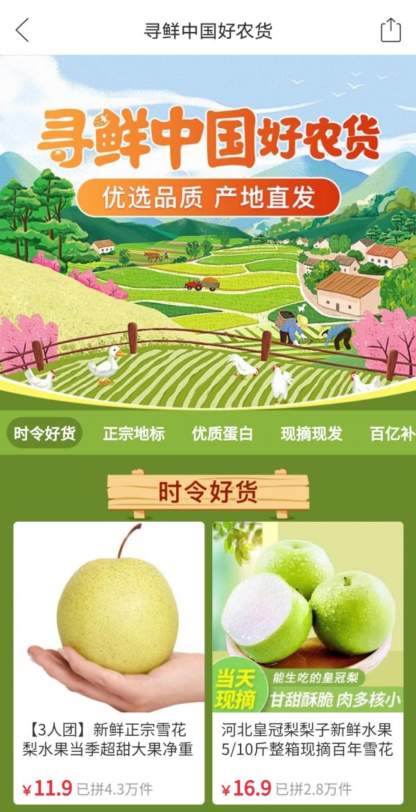 活動期間，消費者打開拼多多app，搜索“尋鮮中國”、“多多好農貨”、“好農貨”等關鍵詞，即可直達專區，選購時令地標農貨。